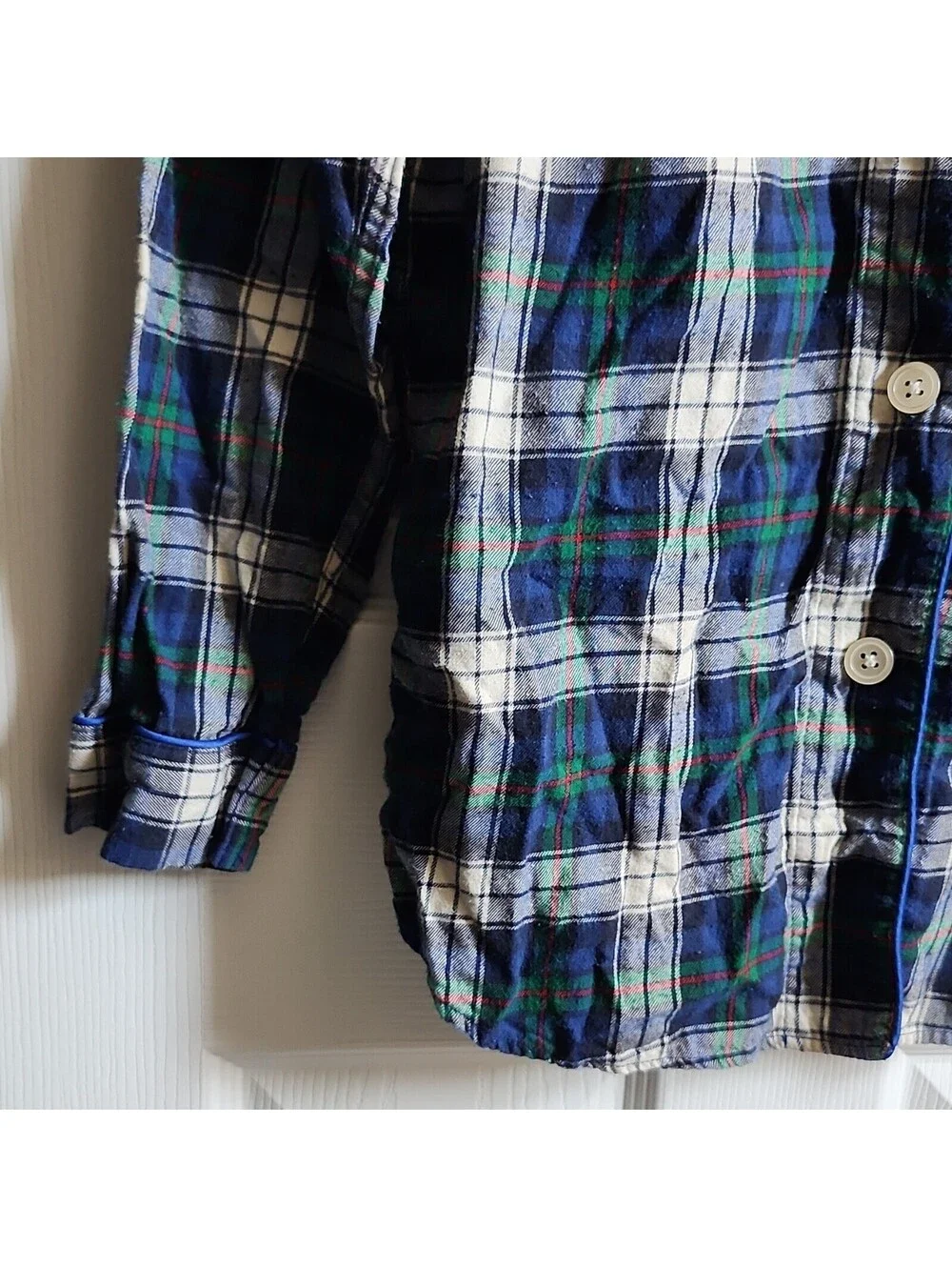 Lauren Ralph Lauren Mens M Cotton Flannel Plaid Pajama Top Button Front